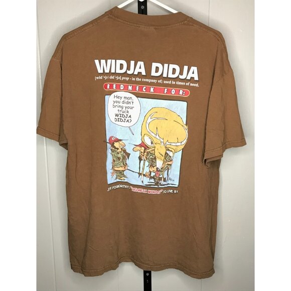 Vintage Redneck Cartoon T-Shirt Hunting LG Brown Jeff Foxworthy Comedy Mens 90s - Picture 1 of 5
